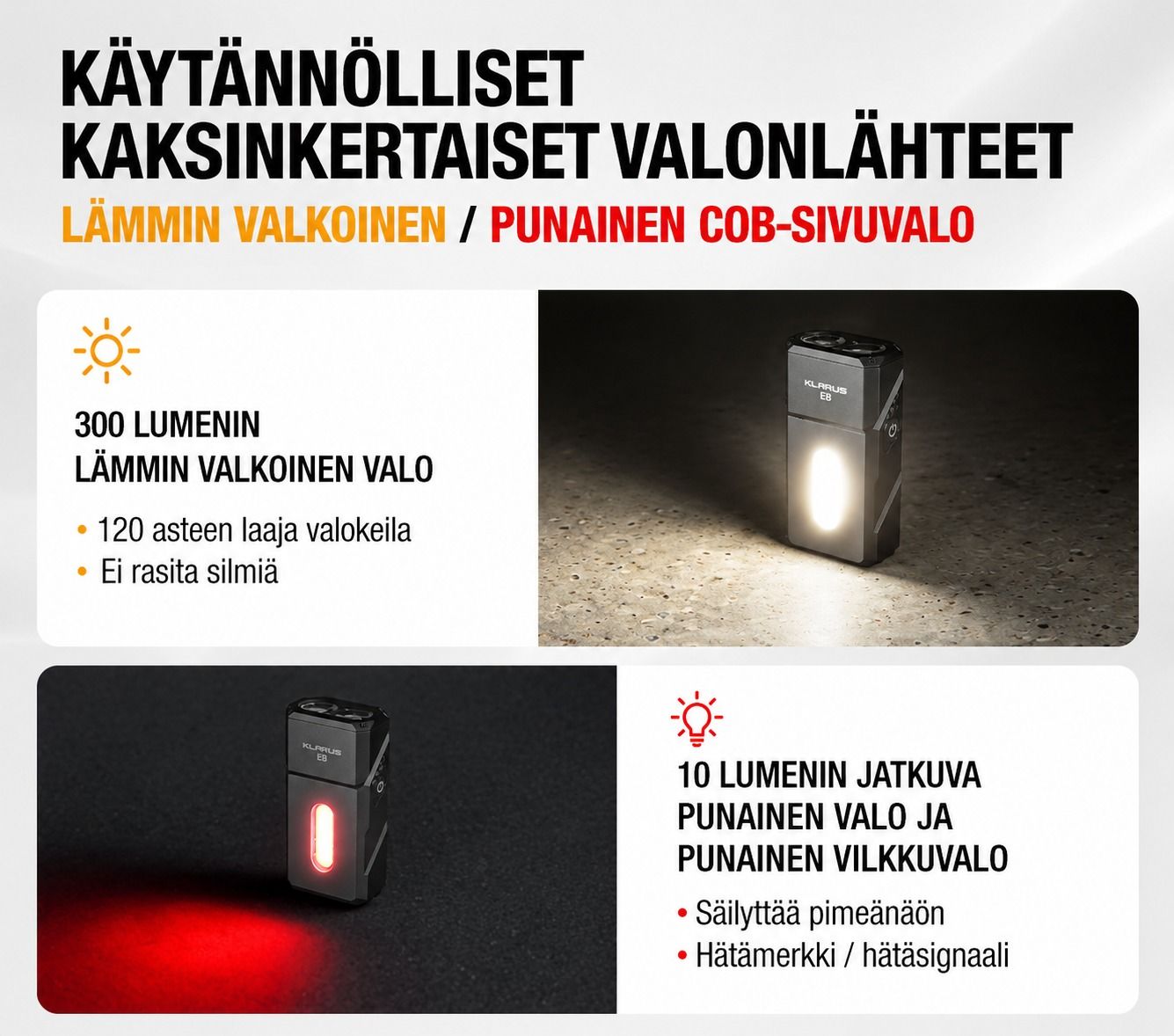 Klarus E8 Multi- Ficklampa