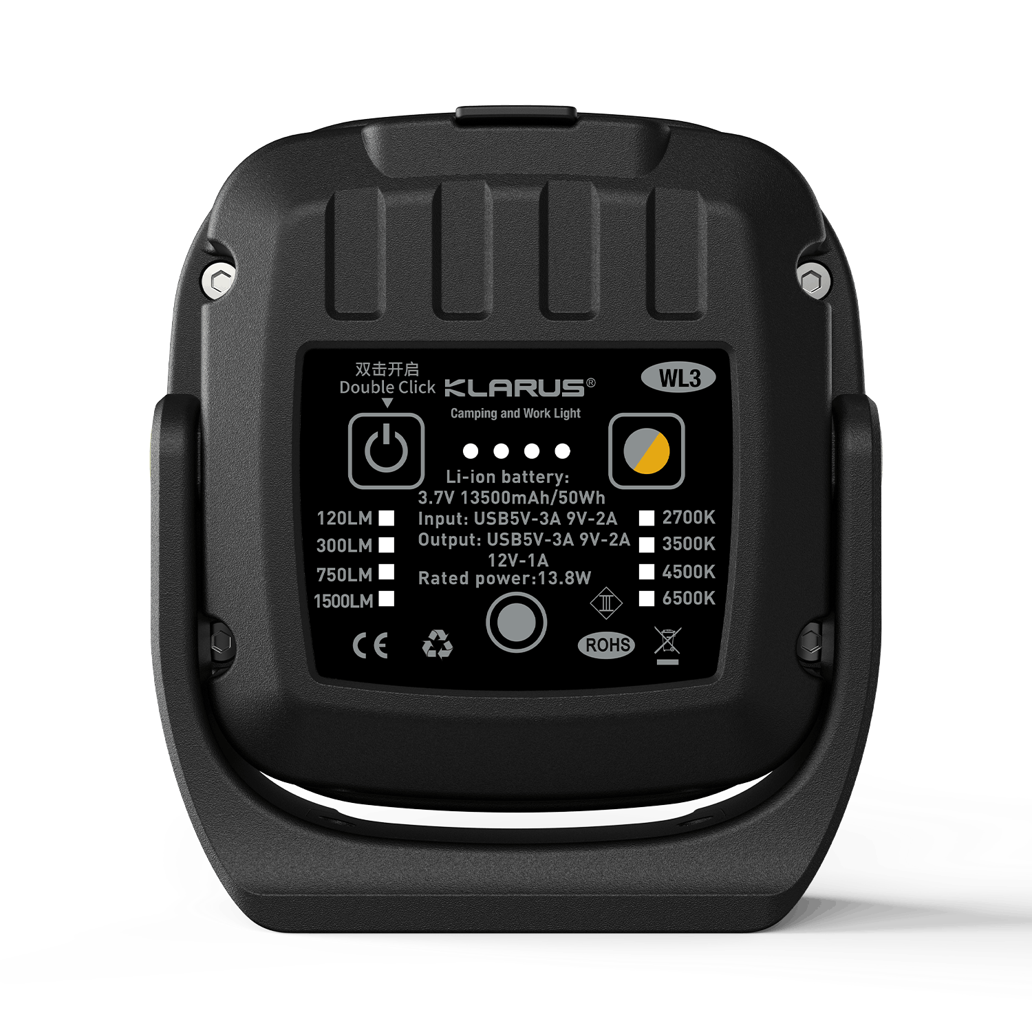 KLARUS WL3 uppladdningsbar camping och arbetslampa, ljusbrun