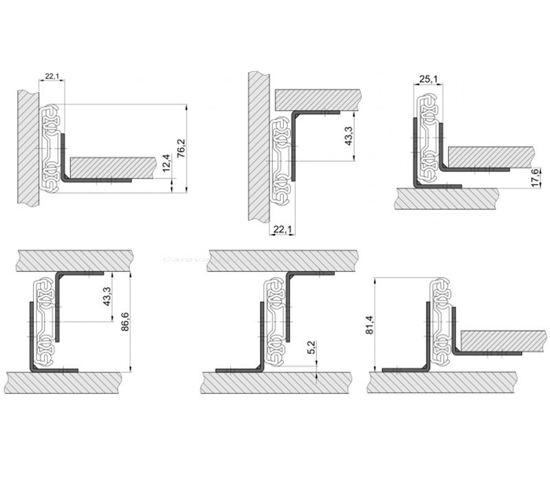 L-konsolpar för glidskena, 559mm