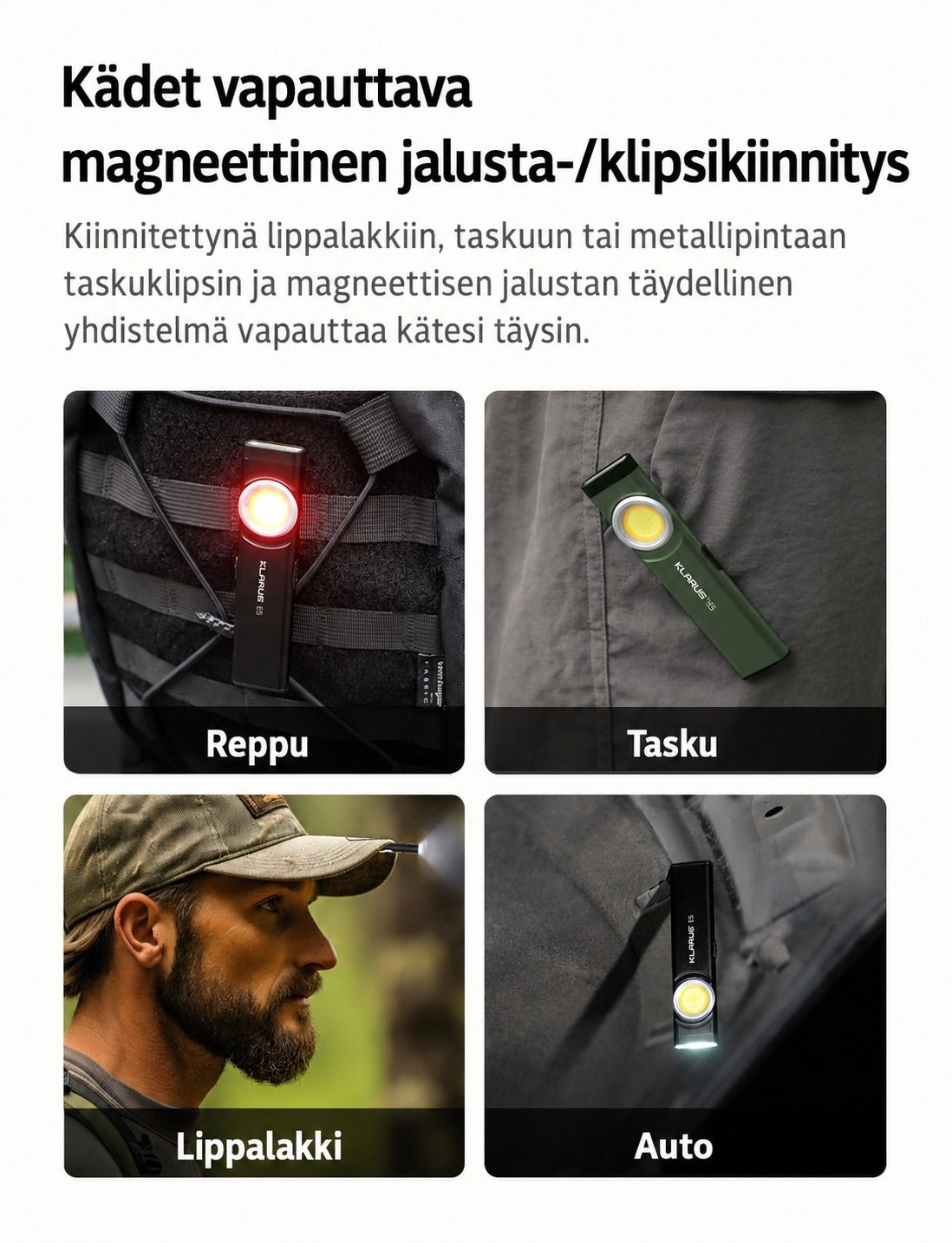 Ficklampa Klarus E5, grön