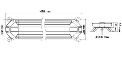 LED Varningsljusramp Truck Vision Slimline 478mm