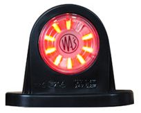 LED-markeringsljus med gummistjälk, klar/röd