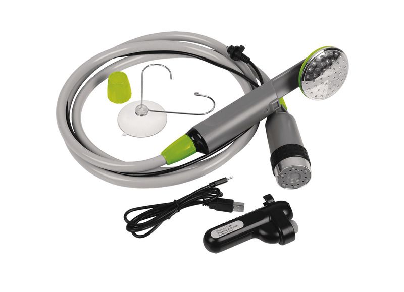 Campduschsats med smal batteridriven dränkbar pump