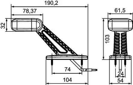 LED änd-/sidovisare, gummiarm 45° - Led-positionsljus med gummiarm - 4040112340 - 2