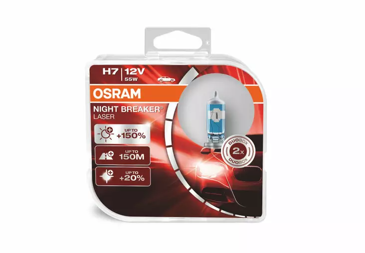 2-PACK H7 Osram Night Breaker Laser +150%, 55W 12V - H7 Halogenlampor - 8020100030 - 1