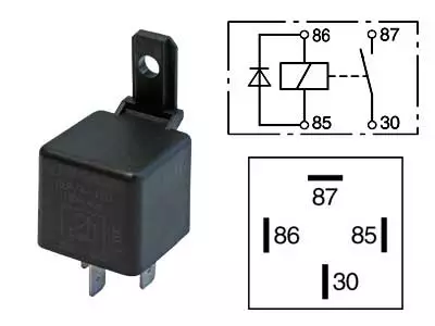 Kopplingsrelä med diod, 4-polig, 40A, 12V - Relä - 3050120460 - 1