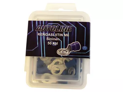 Ringkabelskor, 6,3mm hål, Blå 50st ringkabelskor - Kabelkopplingar - 3050120361 - 2