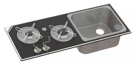 Spis-/diskkombination – 2 brännare med säkerhetsglas - Spisar - 8020112613 - 1