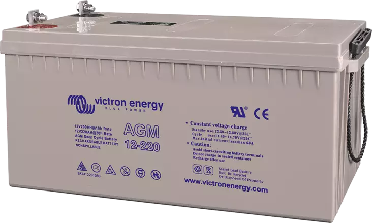 12V/220Ah AGM Deep Cycle Battery, nedsänkt M8-gänga - AGM batterier - 8020108603 - 1
