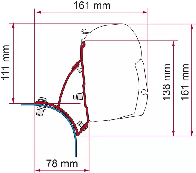 Fiamma markisadapter F45 VW T5/T6 sleeper roof - Tältillbehör - 8020112413 - 1
