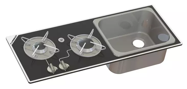 Spis-/diskkombination – 2 brännare med säkerhetsglas - Spisar - 8020112613 - 1