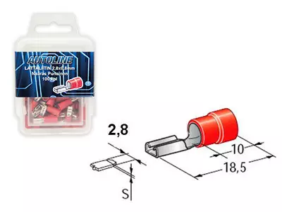 Plattklämma hona 2,8x0,5mm, röd, 10 st - Kabelkopplingar - 6011000205 - 2