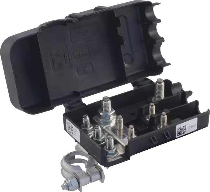 Polplint Svart (+) med säkringshållare 2xMidifuse, 1xMegafuse - Batteritillbehör - 8020108675 - 1
