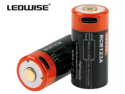Ledwise 16340 Batteri 650mAh (2 st) - RCR123 batterier - 8020108286 - 1