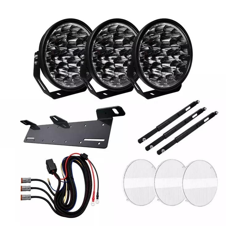 Extraljuspaket W9 DARK EDITION 3-Pack inkl. Stenskottsskydd - LED-extraljus - 8020120196 - 1
