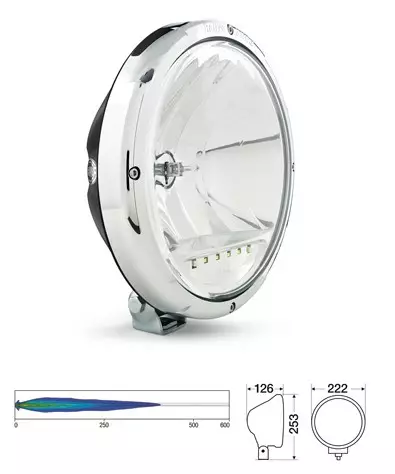 Hella 3003 extraljus med LED-positionljus, Krom ram, Ref.25 - Halogen-extraljus - 3030210007 - 2