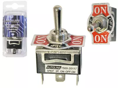 Vippströmställare on-off-on 12V, Autoline - Strömbrytare - 3050120727 - 1