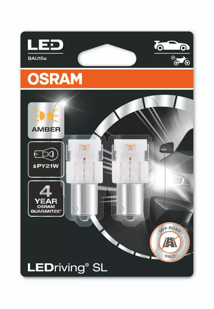 BAU15s LED-lampor, orange, Osram - Ba15s och BAY15d LED-lampor - 8020105118 - 1
