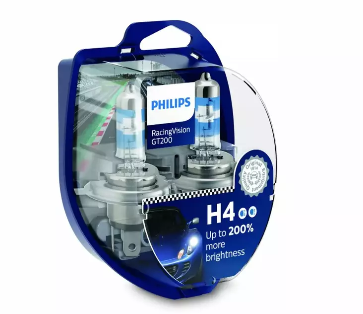 H4 Philips RacingVision GT200 +200%, 12V, 55W, 2kpl - H4 Halogenlampor - 8020103528 - 1