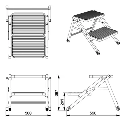 Hopfällbar tvåstegssteg - Köktillbehör - 8020120849 - 2