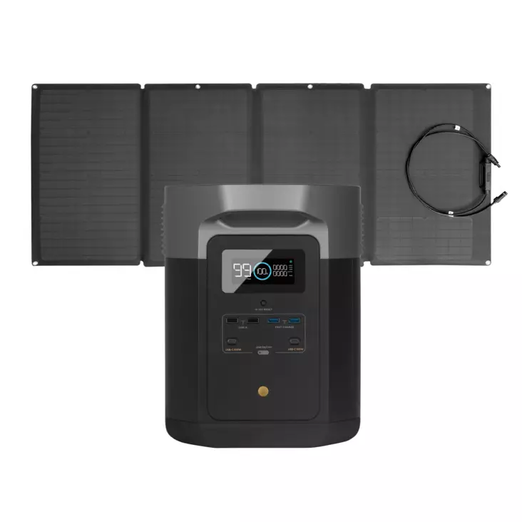 EcoFlow DELTA Max 2000w + 1x 160W Solpanel - Powerstation med solpaneler - 8020107589 - 1